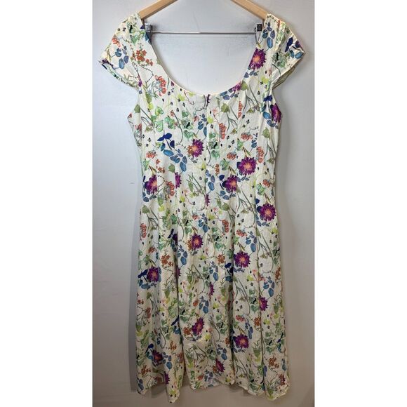 Bagatelle Square Neck Printed Seamed Flare Midi Dress Women’s size XL NWT - Picture 7 of 7